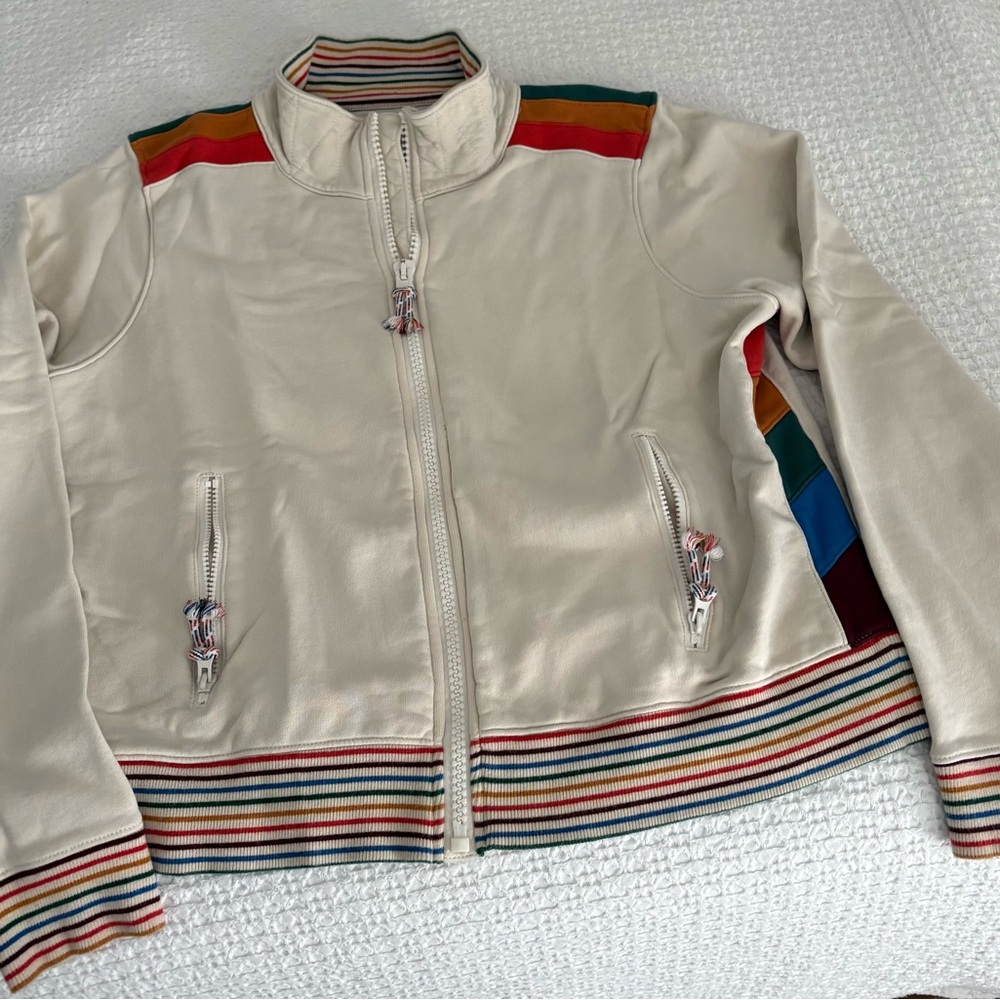 Cream Faherty zip up sweatshirt